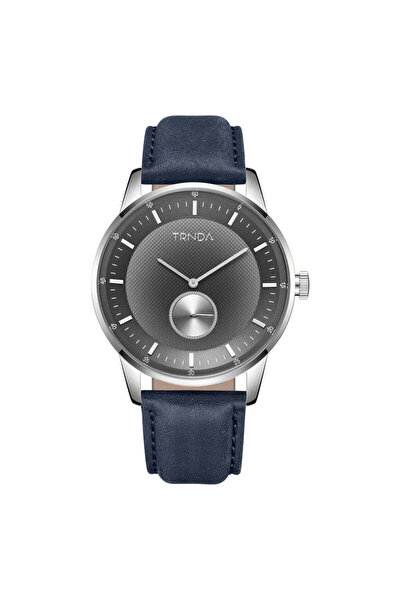 TRNDA Men's Stainless Steel Watch, Blue Leather Band | Trn-Ss43