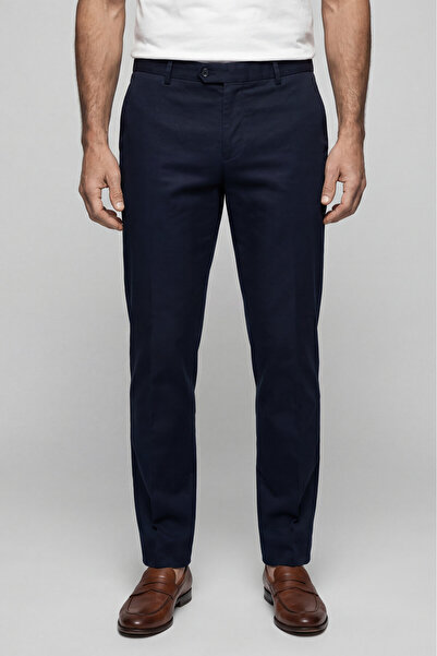 Bisse Navy Blue Zippered Classic Satin Sports Pants