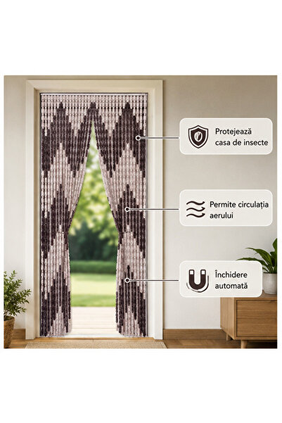OEM Perdea anti-insecte 90x200 cm, model bambus maro-bej - set 2 bucati