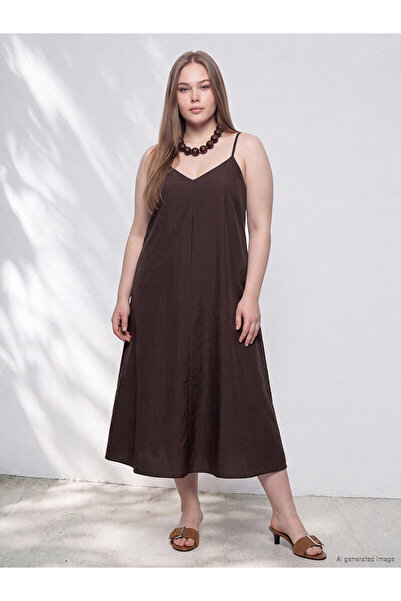 LC Waikiki Nevavm Plus Size Modal Blend Strap Dress with a Difference