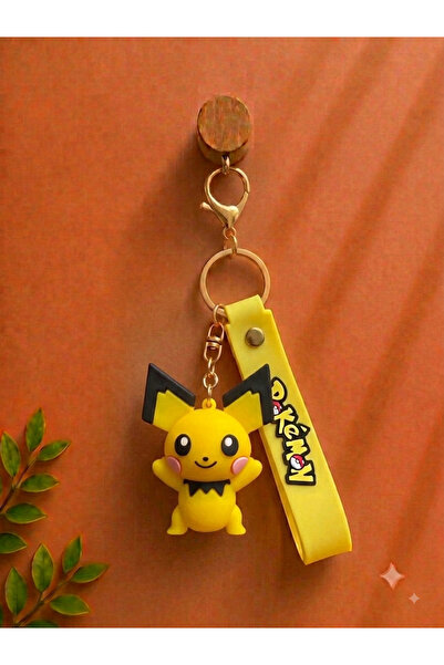 DREAMIOGIFTANDBOX Pikachu Figürlü Anahtarlık Pokemon Pikaçu Silikon Çanta Süs...