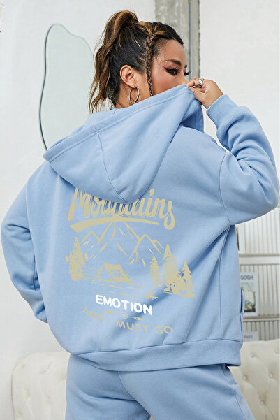 uyguntarz Unisex Emotiondağ Printed Oversize Hooded Sweatshirt