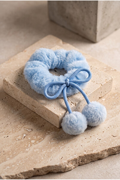 Katia&Bony Girl's Furry Rubber Buckle with Pompom Accessory Blue