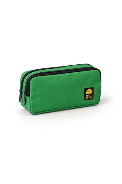 Mevo Green Color Double Compartment Zippered Pen Holder