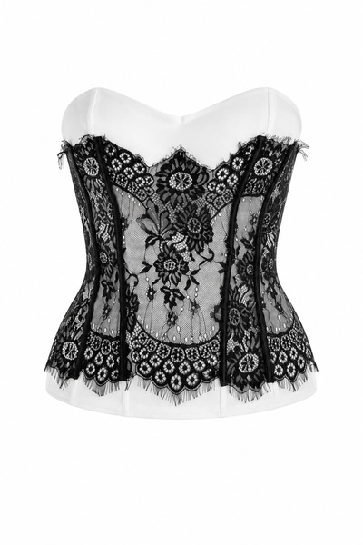 HAZELANNA Black Lace White Corset