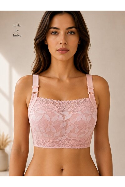 İntive Lingerie حمالة صدر ليفيا ذات ياقة مربعة ودانتيل أمامي، حمالات صدر نسائ...