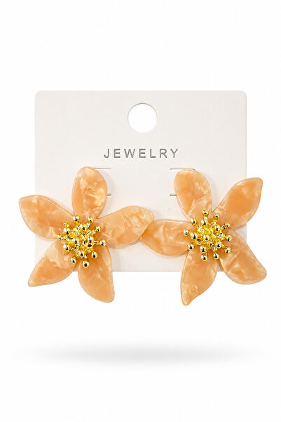 cityvision Orange Color Stone Vip Flower Model Steel Earrings