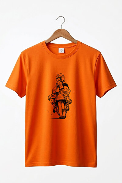 The Baski Unisex Motorcycle Drawing Printed Cool Short Sleeve Crew Neck 100% ...