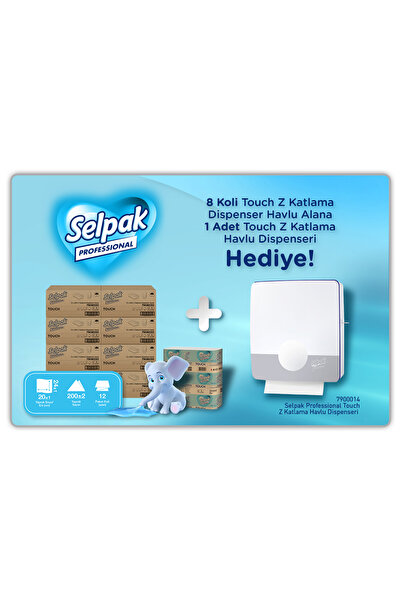 Selpak Professional Touch Z Katlama Dispenser Havlu 200 Yaprak 12'li x 8 Koli...