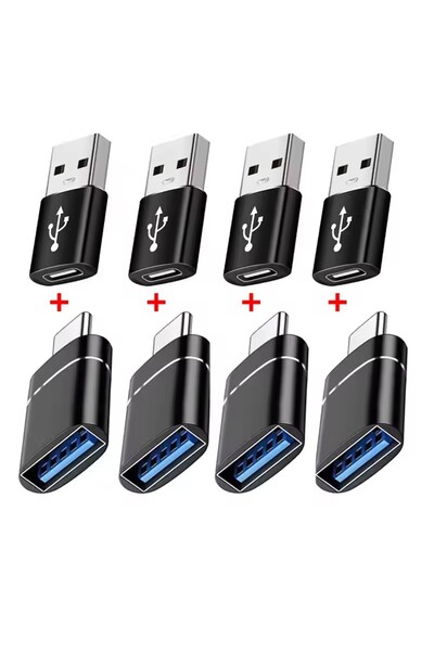 Choice3 8pcs Black Set 2/8PCS USB 3.0 To Type C OTG Adapter Type C Male To US...