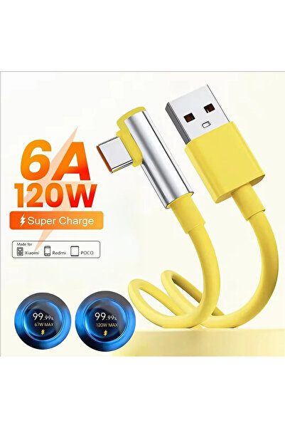 choice2 1m YELLOW 120W Type C Cable 90 Degree Elbow For 12 13 14 15 17 Redmi ...