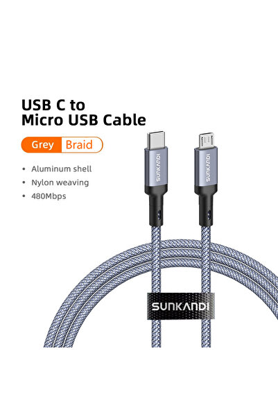 choice2 0.6m Grey SUNKANDI Mini USB to USB C Cable, Mini USB to Type C for Di...