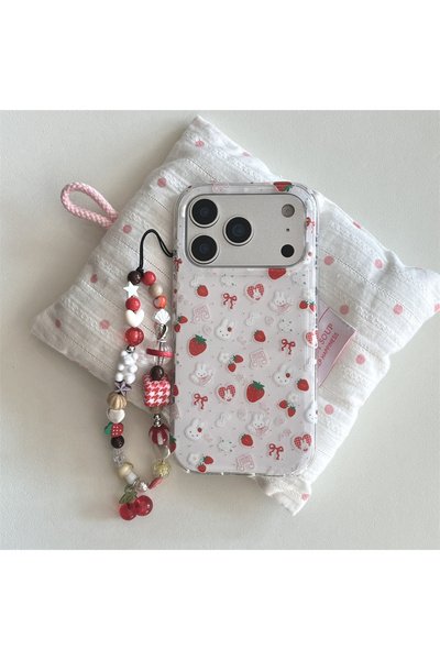Choice6 For iPhone 17 ProMax Beige1 Cute Strawberry Rabbit Phone Case For iPh...