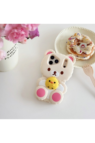 Choice4 iPhone17e White Cute Cartoon Rilakkuma Holding Chicken Silicone Phone...