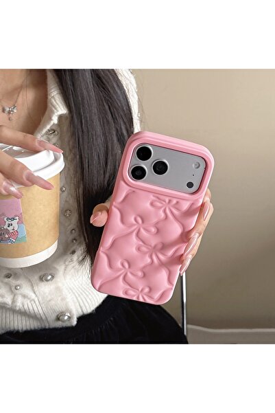 Choice12 iPhone 17 1 Simple Pink Bowknot Silicone Soft Phone Case For iPhone ...