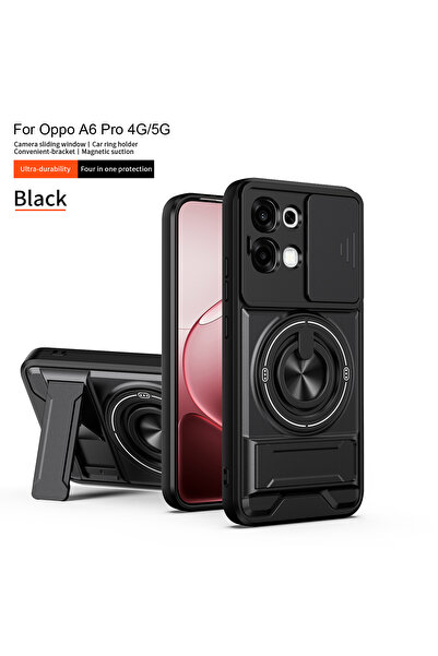 choice2 حافظة هاتف OPPO A6 Pro 5G SJZJ سوداء مضادة للصدمات مع غطاء كاميرا منز...