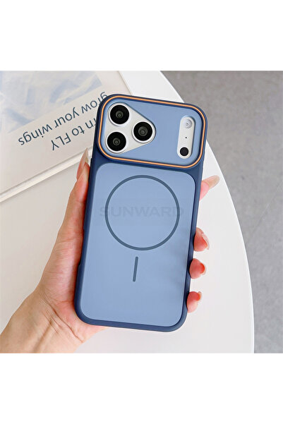 Choice55 iPhone17 Pro Navy Luxury Two Color Magnetic Matte Shockproof Case fo...