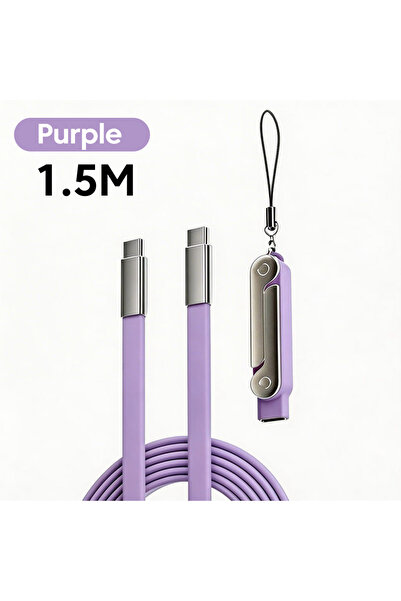 choice2 Purple 2-IN-1 Type-C Cable Foldable Mobile Phone Holder 240W Fast Cha...
