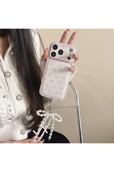 Choice11 iPhone17 Pro Max With Pendant Korean Style Leather Bow Pattern Insta...