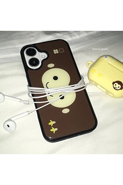 Choice47 iPhone17 Pro 1 Korean Ins Brown & Yellow Monkey Face Phone Case For ...