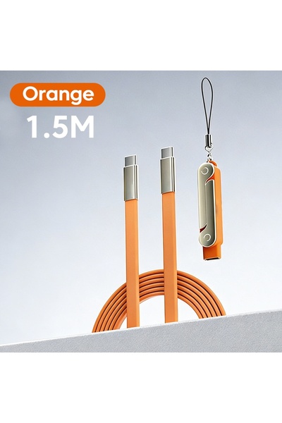 Choice 1.5m Orange 240W Type-C To USB-C Fast Charging Liquid Silicone Flat Ca...