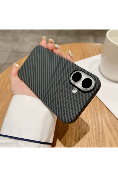 Choice19 iPhone17 Black Luxury Carbon Fiber Kevlar Pattern For Magsafe Magnet...
