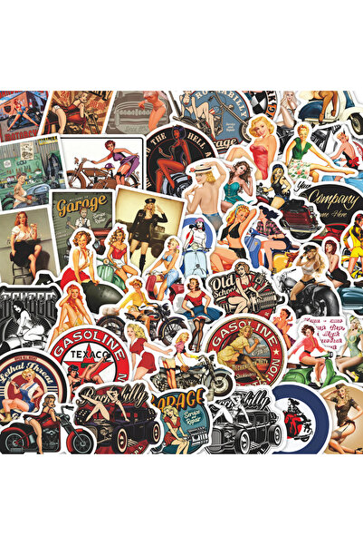 Choice MULTICOLOR 50Pcs Vintage Motorcycle Girls Stickers Pinup Girls DIY Sti...