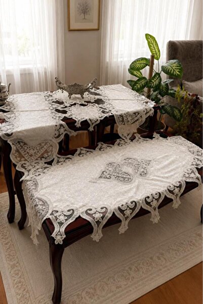 Çeyiz Diyarı Seval Velvet Living Room Set 5 Piece Cream