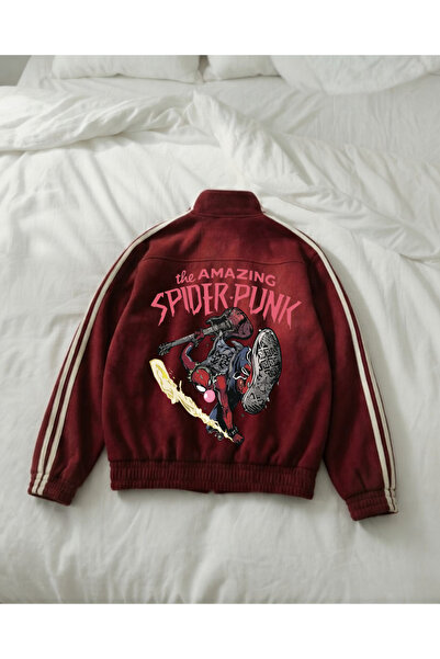 Touz Moda Spider Double Stripe Printed Oversize China Unisex Jacket