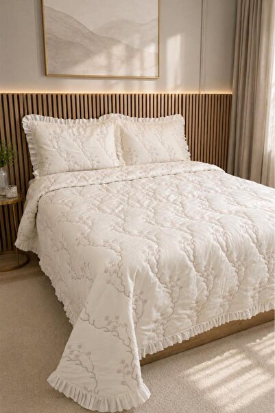 Çeyiz Diyarı Kanima Fiber Filled Double 230X250 cm Bedspread Powder