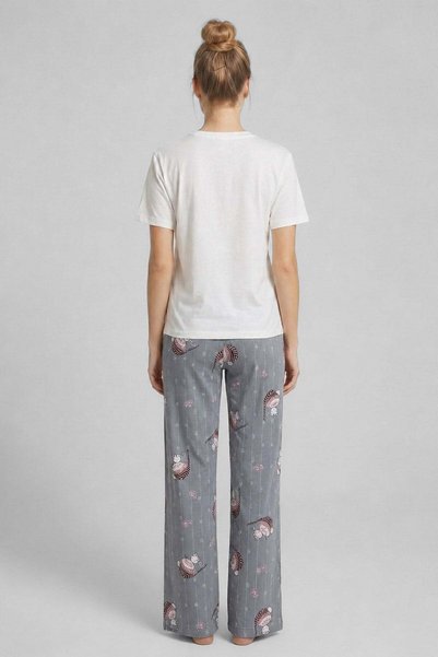 Mısırlı Egyptian Women's Cotton Pajama Set Gray/White