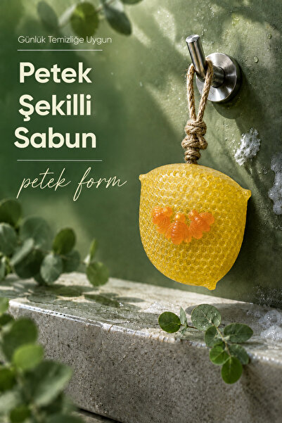 Vienev Sarı Petek Şekilli Katı Sabun 9,5x10,5x3,4 cm Asılabilir Dekoratif Ban...
