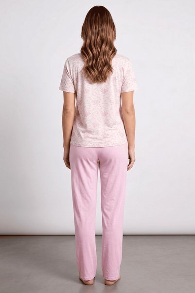hadiora Women's Pink Oversize Floral Short Sleeve Pajama Set