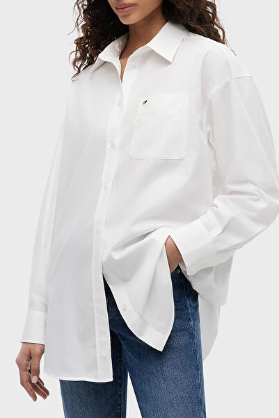 Tommy Jeans Pamuk Karışımlı Oversize Çizgili Poplin Gömlek Kadın GÖMLEK DW0DW...