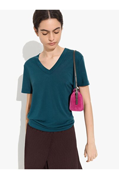 PARFOIS Kadın V Yaka T-Shirt