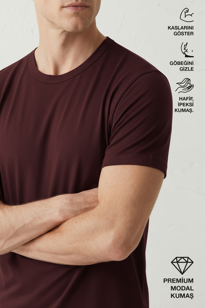 simpleQloth Bosphorus |   Premium Modal Qsimple Muscle up Fit T-Shirt – Burgundy