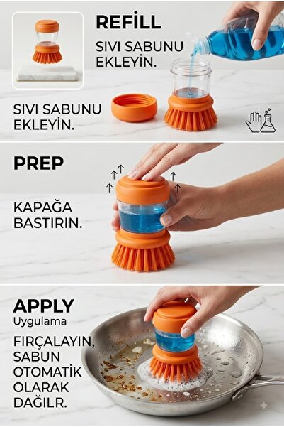 Sowo Home Dishwashing Brush with Detergent Container - Practical Kitchen Clea...