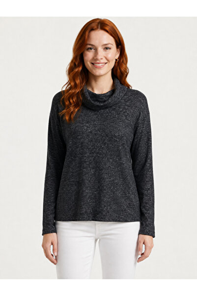 Neden Tekstil Women's Black Knitwear Turtleneck Blouse
