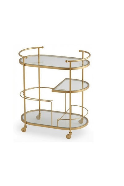 YINZUO 3-Tier Serving Trolley with Wheels, Rolling Bar Cart with Clear Glass ...