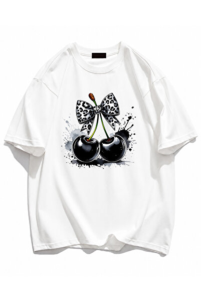 donamod Unisex Women'S/Men's Oversize Cotton Crew Neck T-Shirt with Ribbon Fl...