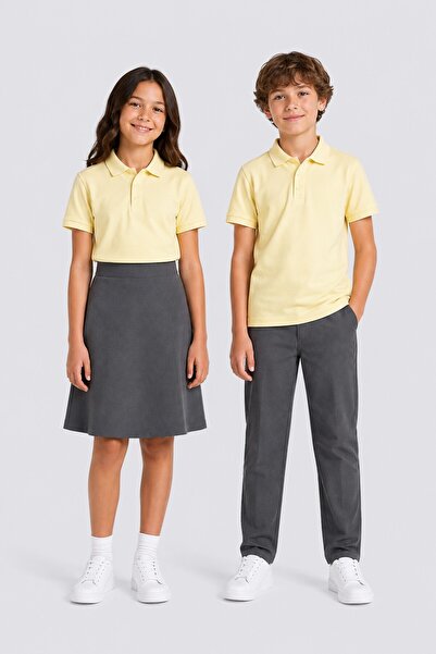 The Clover Girls & Boys Unisex Yellow 100% Cotton Polo Collar Short Sleeve 2-...