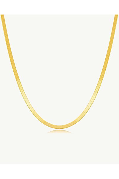 Stemma Jewelry Colier Flat Snake din Argint 925, cu Zirconiu, Placat cu Aur