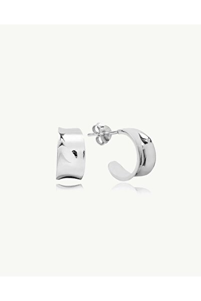 Stemma Jewelry Cercei Judy Half Hoops din Argint 925, Placat cu Rodiu