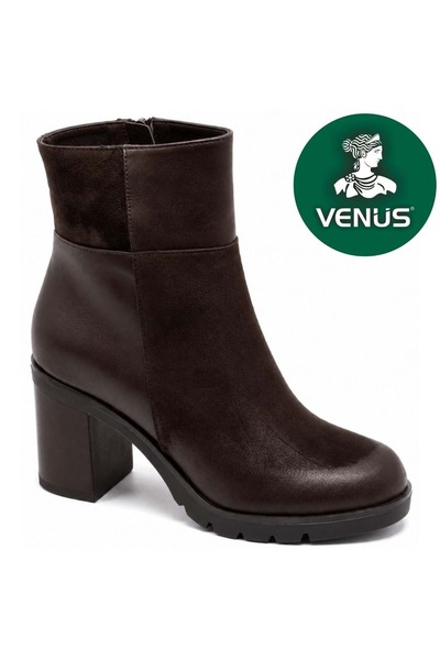 Venüs Vandolina Genuine Leather Orthopedic Heeled Women's Boots Brown