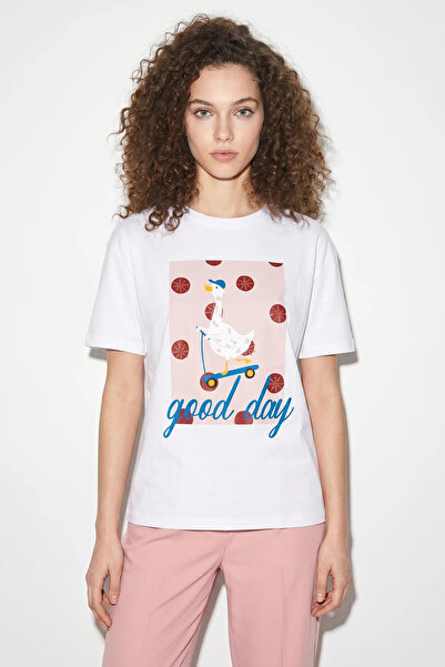 Şeker Portakalım Women's Good Day Printed Embroidery Detailed Relaxed Fit t S...