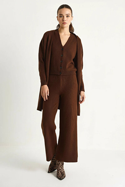 Generic Brand Women's High Waist Trousers Vest Cardigan Triple Knitwear Bitte...