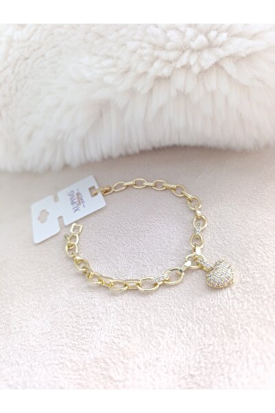 Xuping Jewelry Kalp Figürlü Zirkon Taşlı Kadın Bileklik - Altın Kaplama Çelik / Pirinç