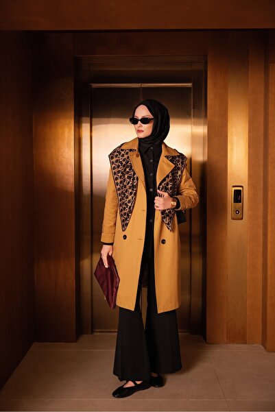 Armine Basic Short Trench Coat Camel