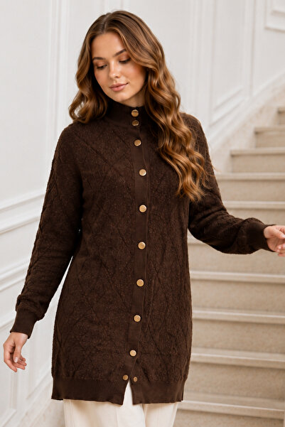 benguen Patterned Beard Cardigan N3324 Brown