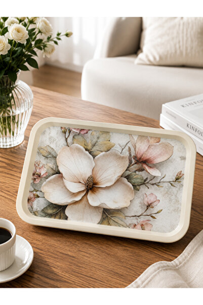 Zucci Home Magnolia Bloom 20X30 cm Decorative Serving Tray – Vintage Presentation Tray for Tea and Coffee |   Gift